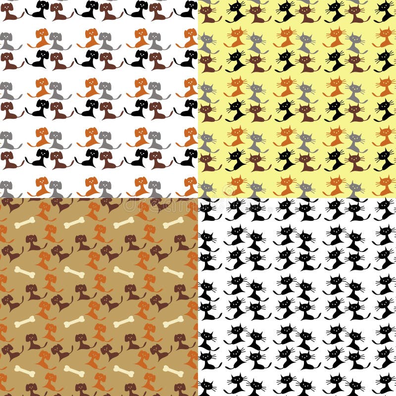 Four backgrounds with cats and dogs