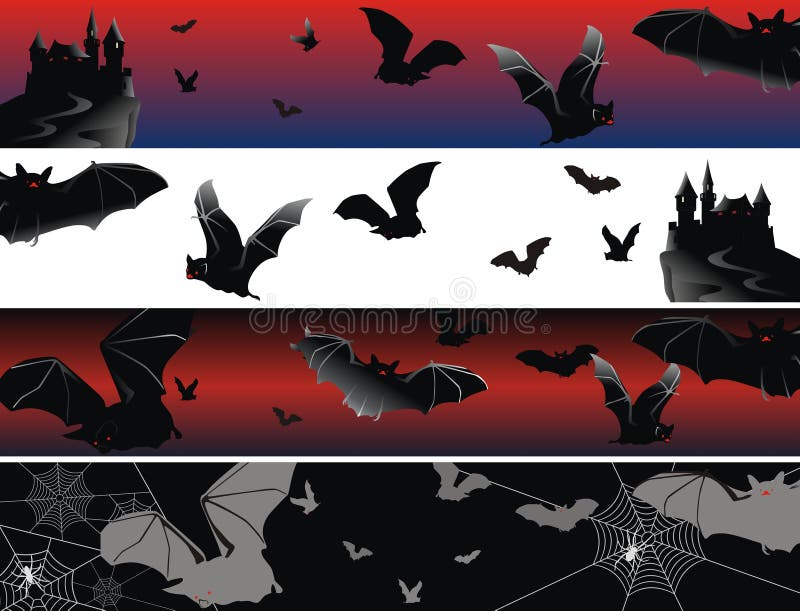 Four bat banners stock vector. Illustration of black 21542526