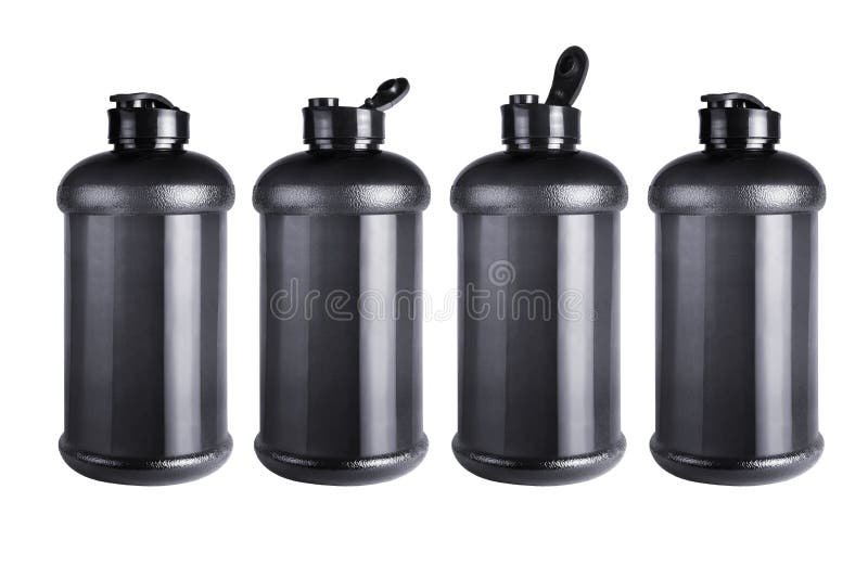Four Black Empty Water Containers royalty free stock photography