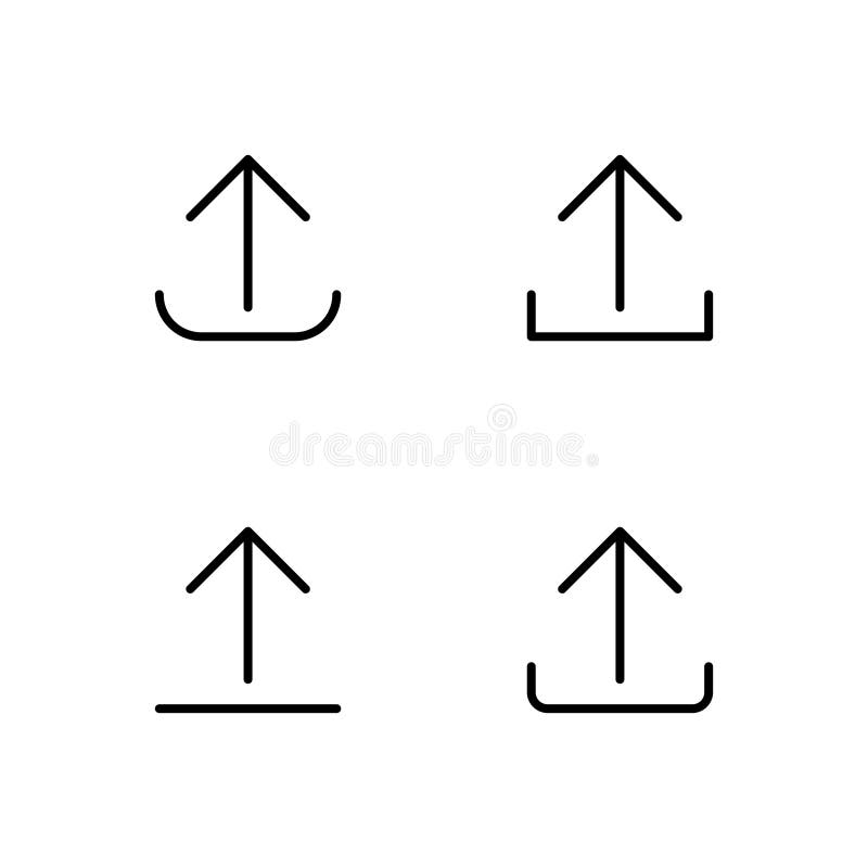 Upload icon set. Up arrow icon set. Upload icon. 4 icons royalty free illustration