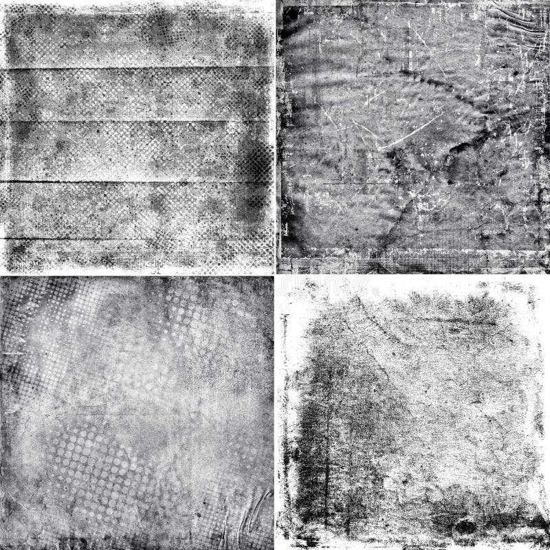 Four black and white grunge textures