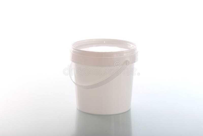 Four Blank Plastic Containers for Medicine on White Background Stock