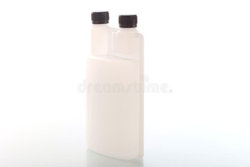 Four Blank Plastic Containers for Medicine on White Background Stock