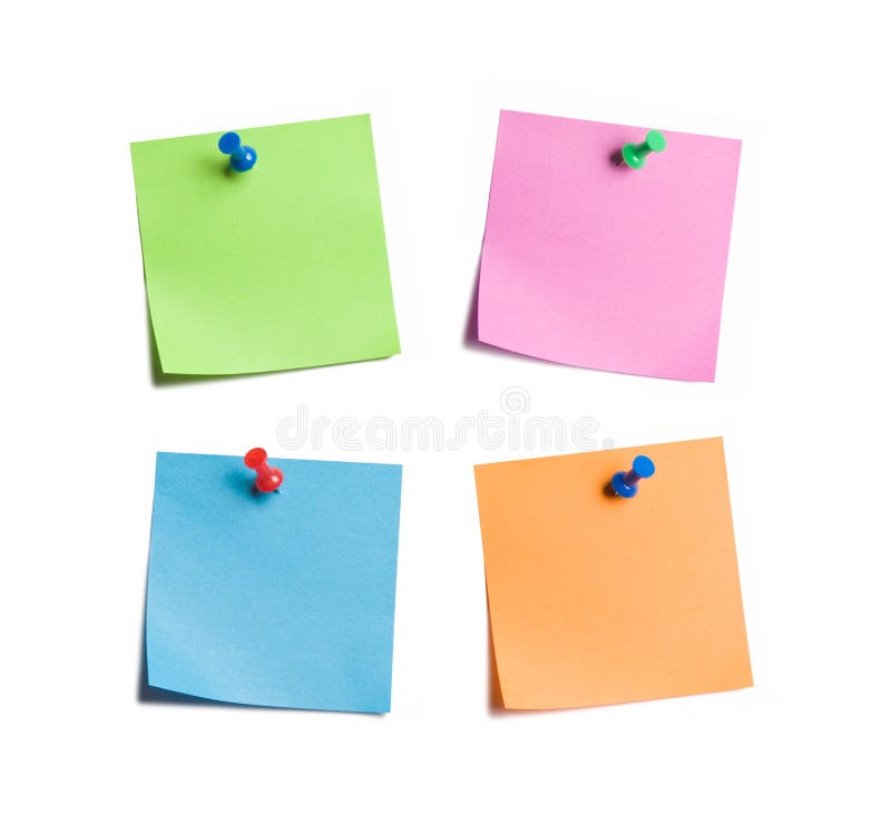 Four Bright Sticky Notes Tacked