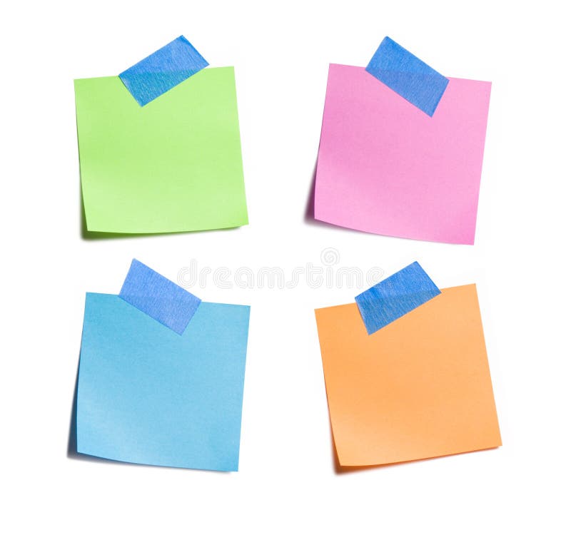 Four Bright Sticky Notes Taped