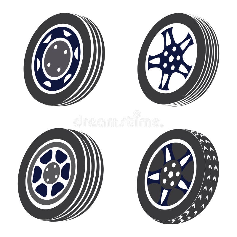 Vector Illustration Set of Four Car Rims Stock Vector Illustration of