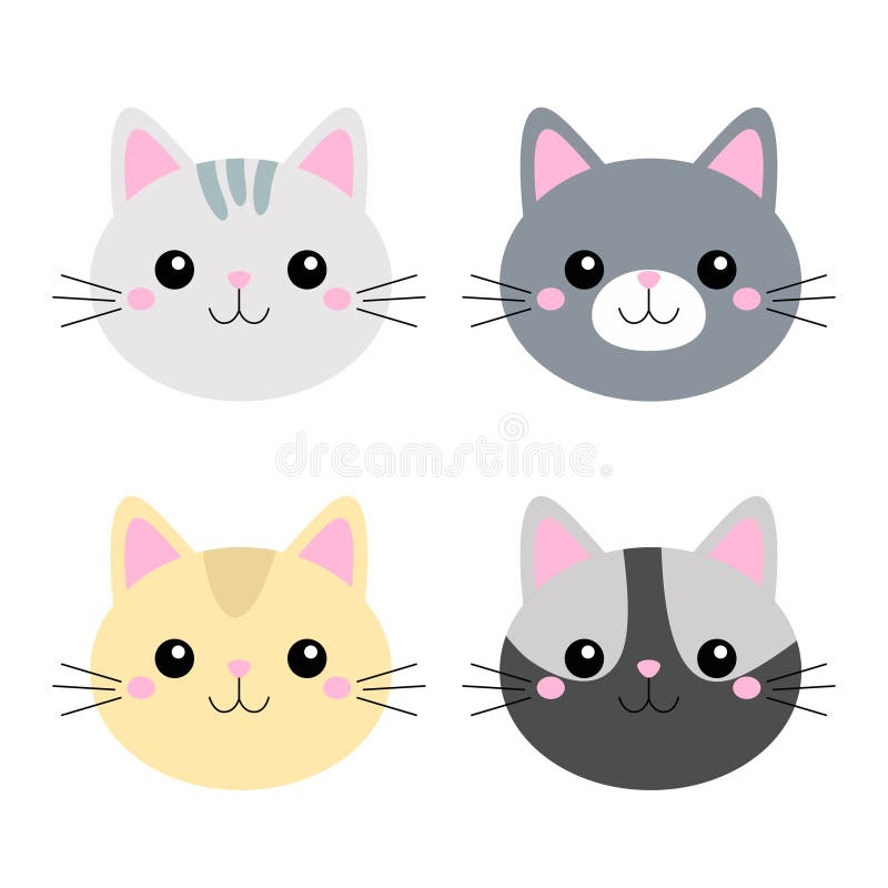 Cartoon set of funny cats icon heads Royalty Free Vector
