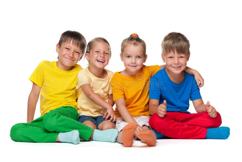 Cheerful four children stock photo. Image of isolated - 35719686