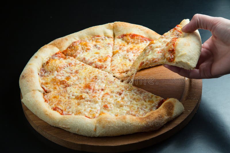 Four Cheese Pizza Oven on the Plate Stock Photo Image of peperoni