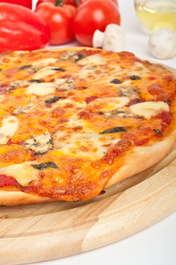 Four cheeses pizza stock photography