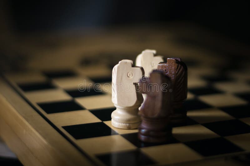 Four Chess Piece Knight on a Chess Board Stock Photo - Image of board,  army: 138703686