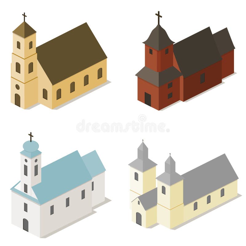 Churches of Different Religions Stock Illustration Illustration of
