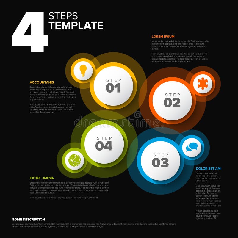 Four circle steps process infographic vector illustration