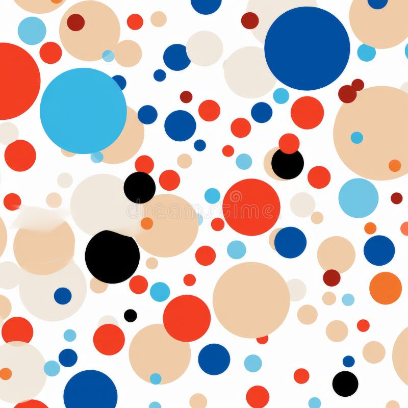 Colorful Abstract Circles Pattern with Light Red and Blue Dots Stock