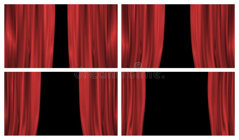 Set of four red stage or theatre curtains. Set of four red stage or theatre curtains.