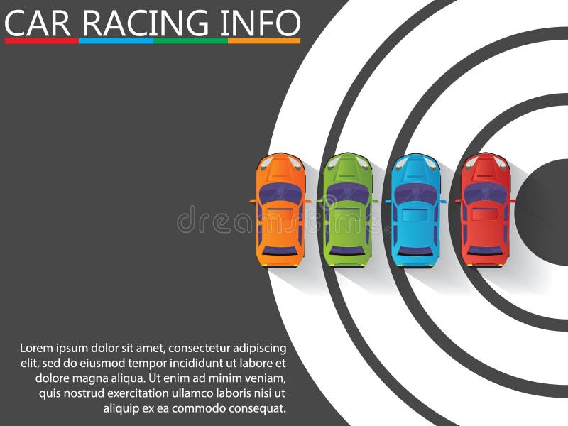 Four Color Car and Racing on the White Curved Stock Vector