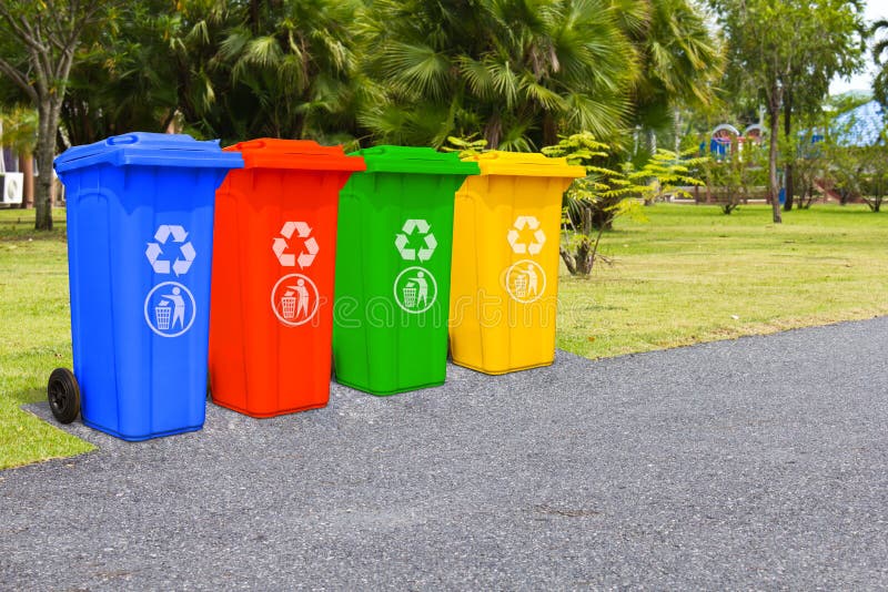 Four color trash cans