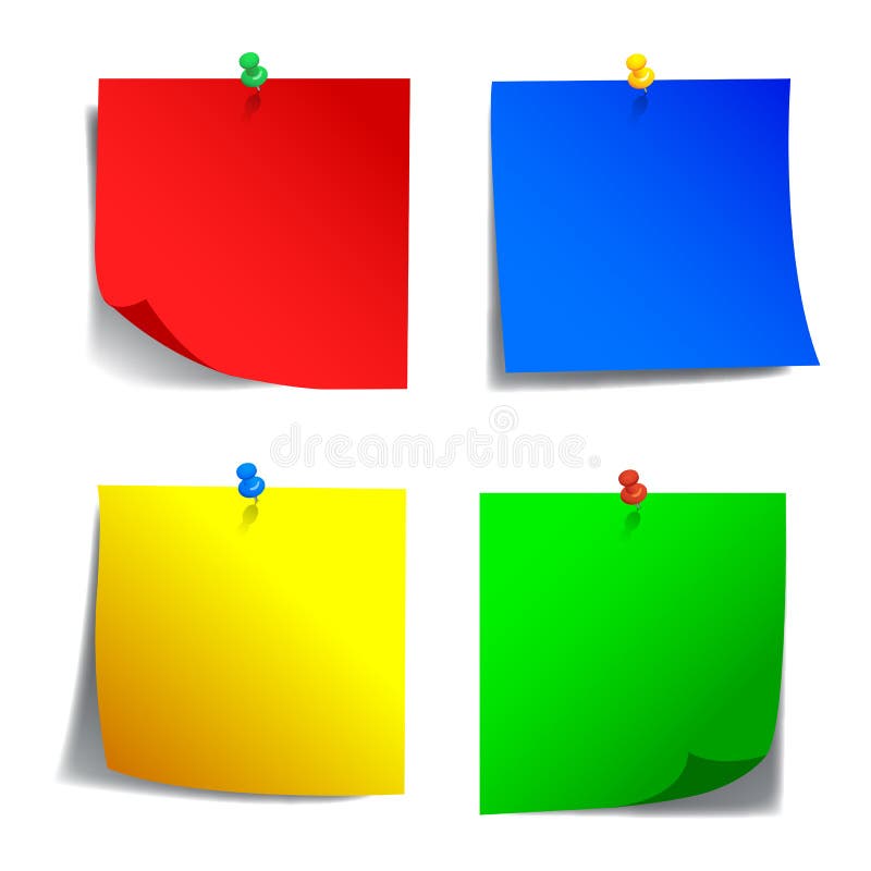 Four Colored Sticky Papers - Vector Stock Vector - Illustration of