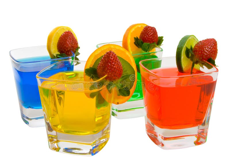 Four Colorful Mixed Drinks royalty free stock photography