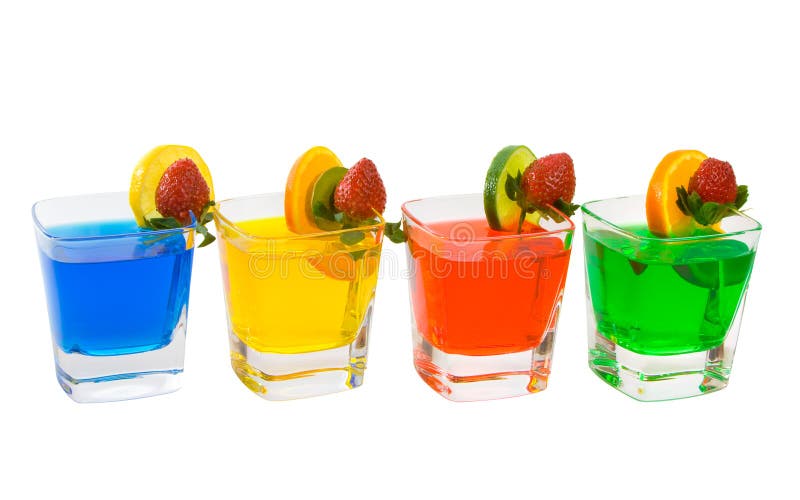 Four Colorful Mixed Drinks stock photography
