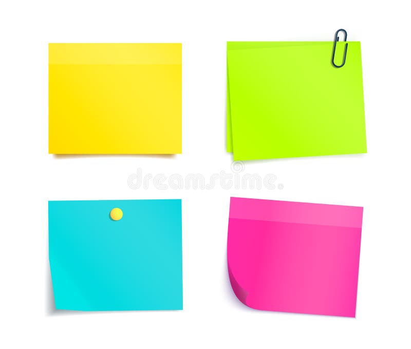 Four Colorful Sticky Notes. Blank sheets stock illustration