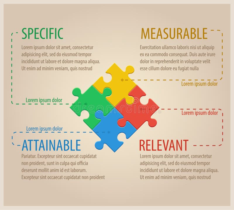 Four Colourful Puzzle Pieces. Business infographic royalty free illustration