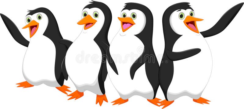 Four cute cartoon penguin stock vector. Illustration of card - 63305795 Four cute cartoon penguin stock vector. Illustration of card - 63305795