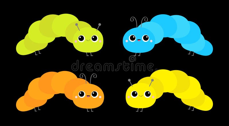 Earthworm Set. Worm Insect Icon. Cartoon Funny Kawaii Baby Animal  Character. Cute Crawling Bug Collection. Smiling Face Stock Vector -  Illustration of caterpillar, insect: 299017671