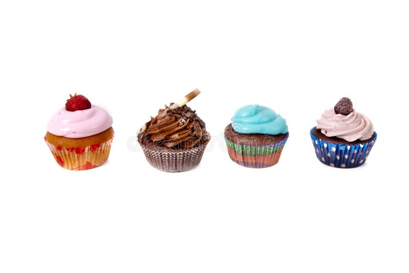 Four diferent cupcakes