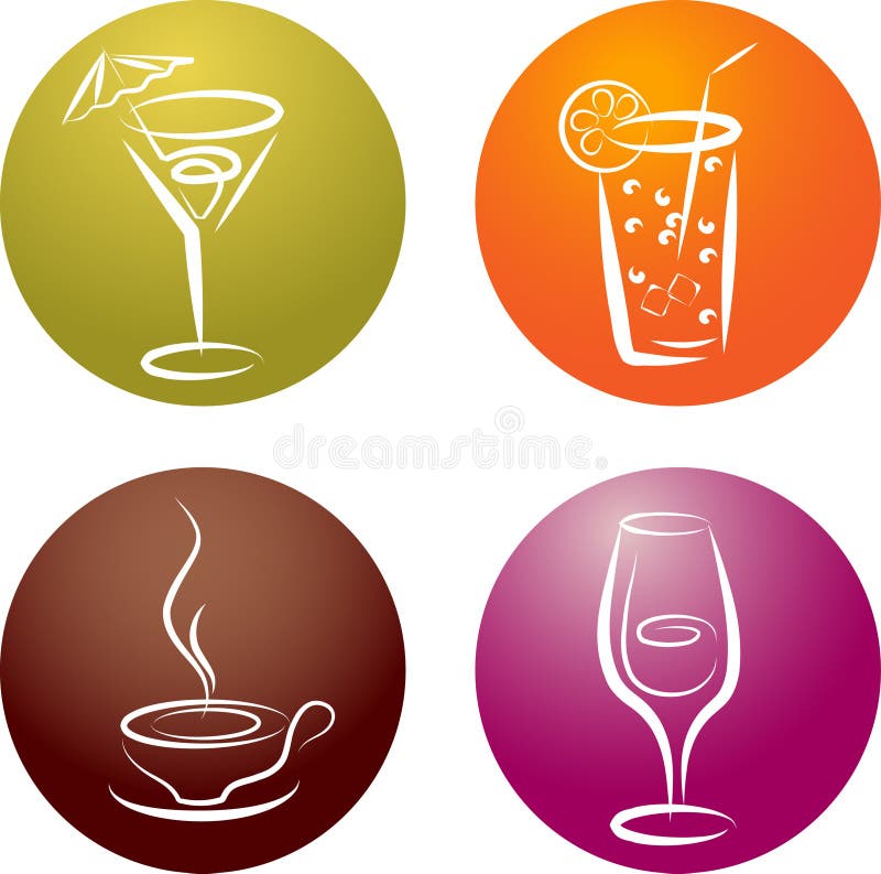 Four different beverage icon logos stock illustration Four different beverage icon logos stock illustration