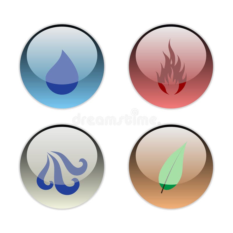 Cartoon four natural elements icons - earth water Vector Image