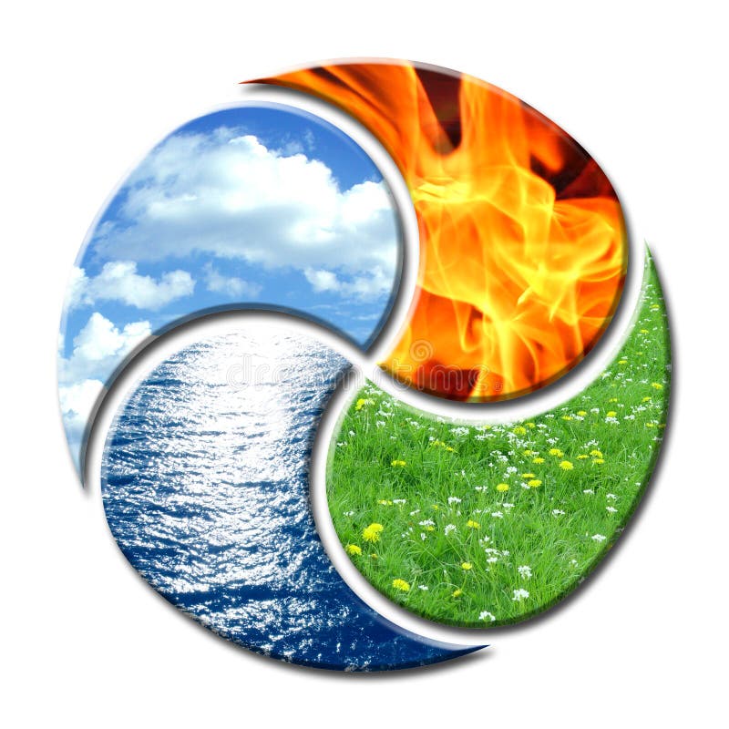 Four natural elements - earth water air and fire Vector Image