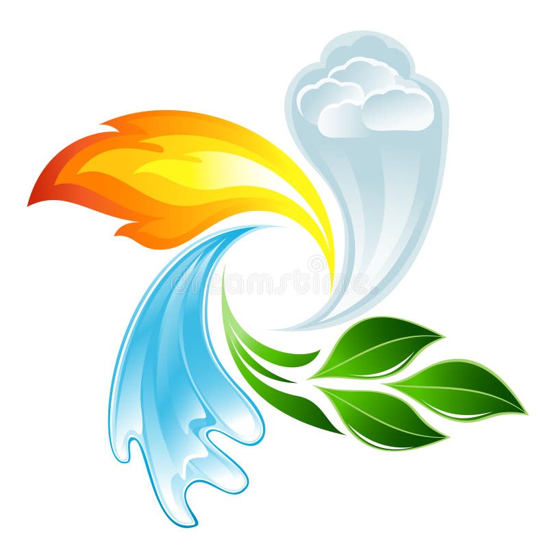 Four Elements Forming Yin and Yang Stock Illustration Illustration of