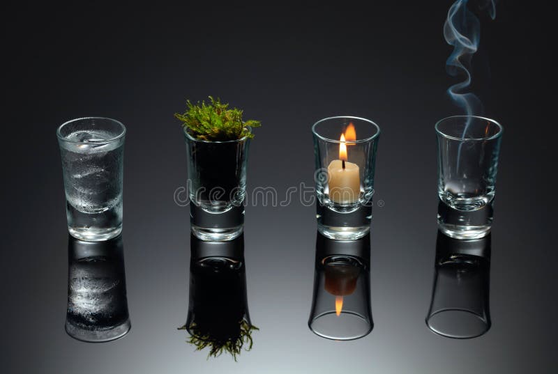 Four elements of nature - air, fire,  earth, water