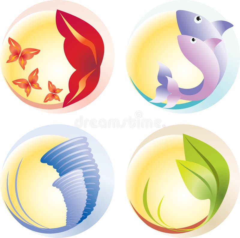 Four elements (vector). Fire, water, air, ground