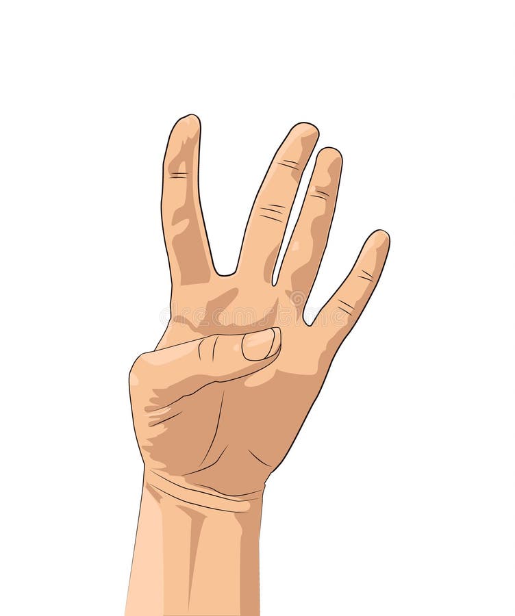Four Fingers Up Hand Gesture Icon Stock Vector Illustration Of Male