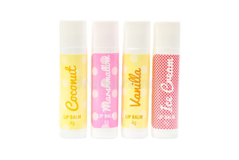 Four flavoured lip balms.