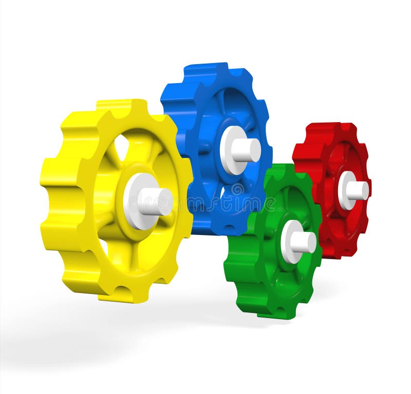 Set Of Gears For Unity Meaning Focus On Fronts Gear Of Pic On Isolated  Background Stock Photo, Picture and Royalty Free Image. Image 54600286.