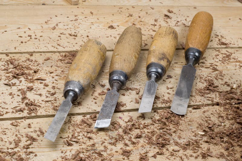 Four Gouges on Your Desktop Stock Image - Image of wood, straight: 12281607