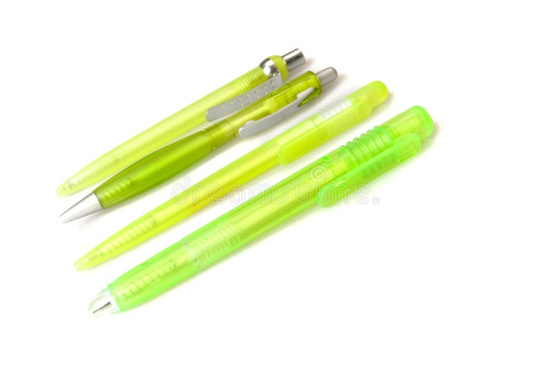 Four Green Plastic Pens Picture. Image 6350543