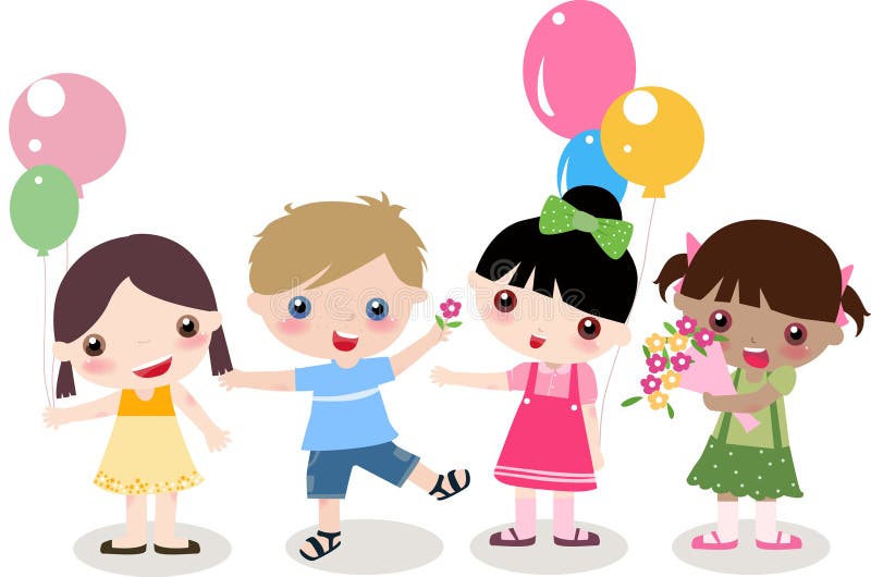 Four kids vector illustration