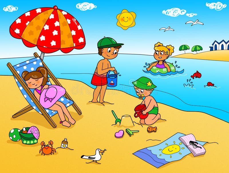 Kids Seaside Stock Illustrations – 1,471 Kids Seaside Stock ...