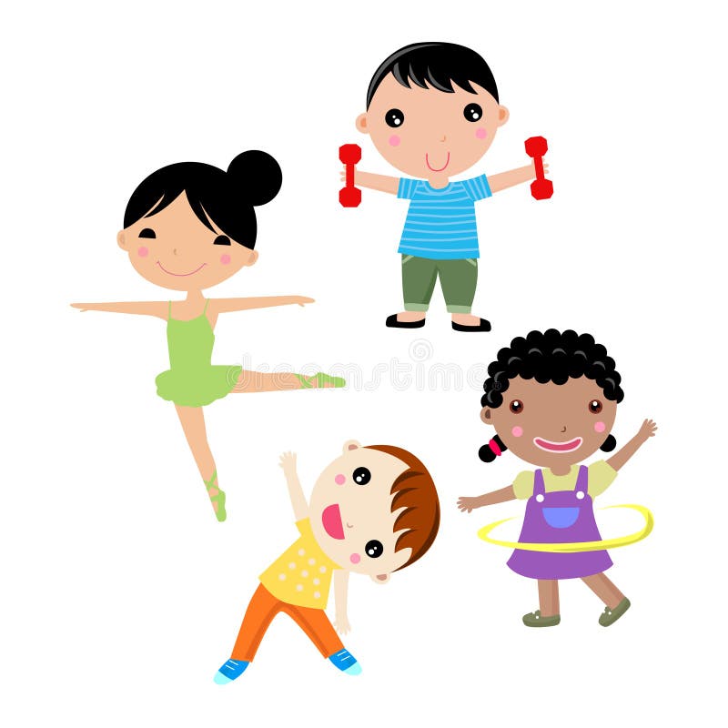 Fitness Exercise for Children Vector Set. Workout Yoga and Sports. Cartoon  Character Stock Vector - Illustration of clip, icon: 172110871