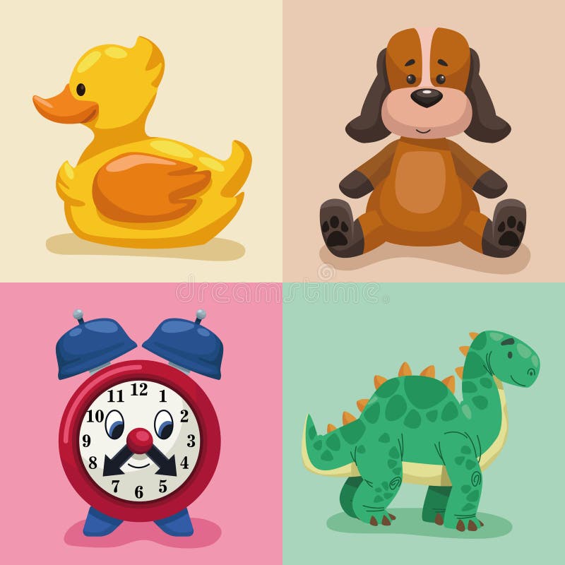 Four kids toys icons stock illustration