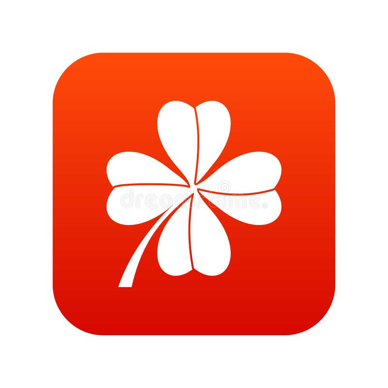 Four leaf clover icon digital red