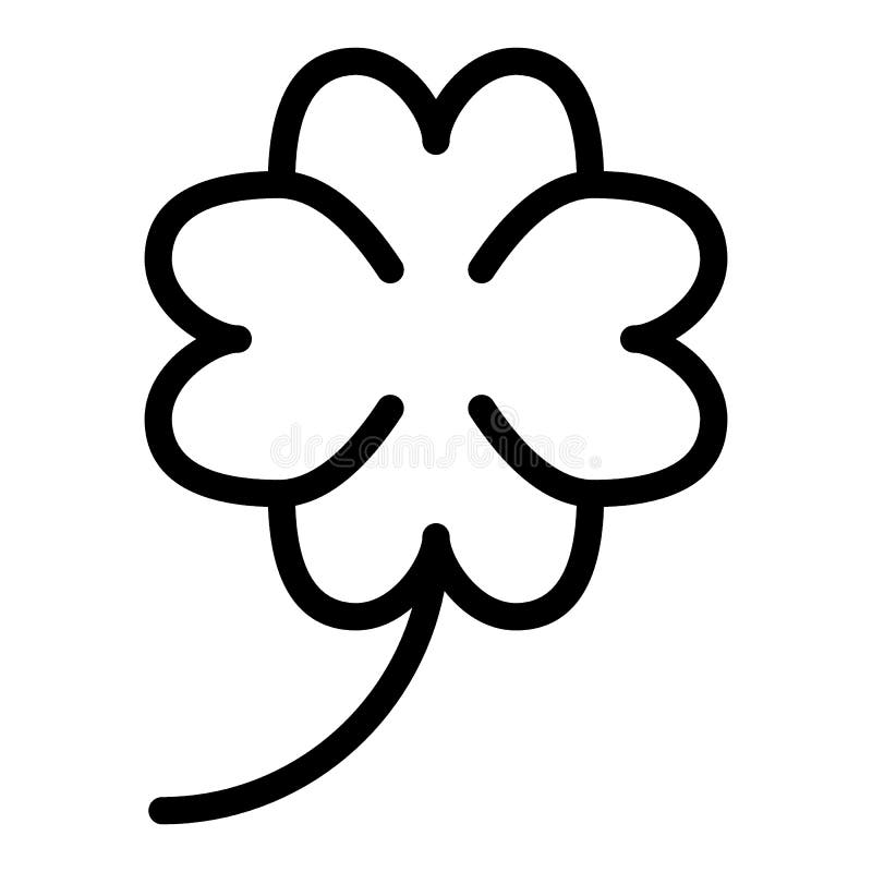 Shamrock Silhouette - Green Outline Four Leaf Clover Icon. Good