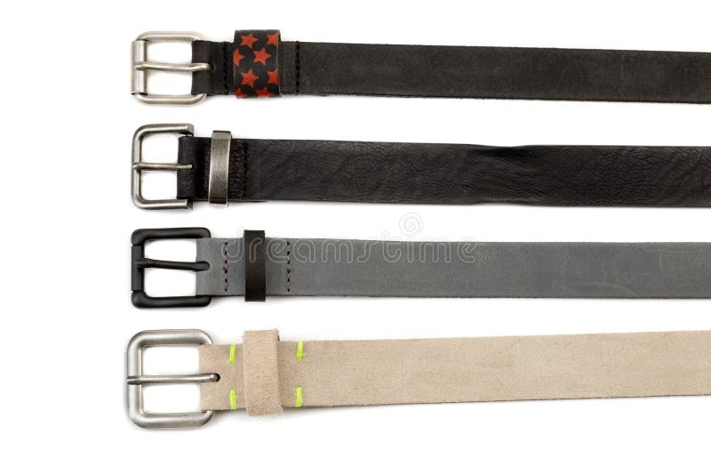 Four Leather Belt with Buckles Stock Photo Image of garment