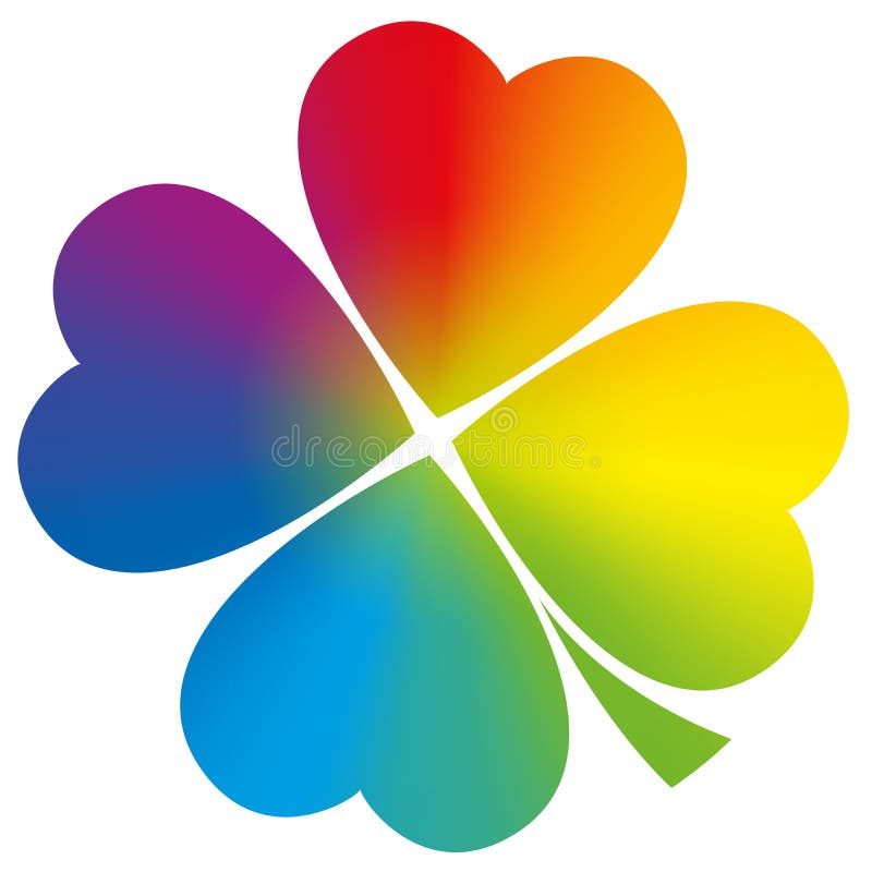 Four Leaved Clover Rainbow Gradient White stock illustration