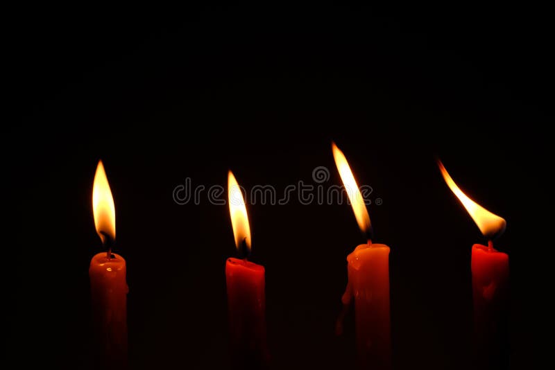 Four Light Flame Candle Burning Brightly Stock Image Image of hope