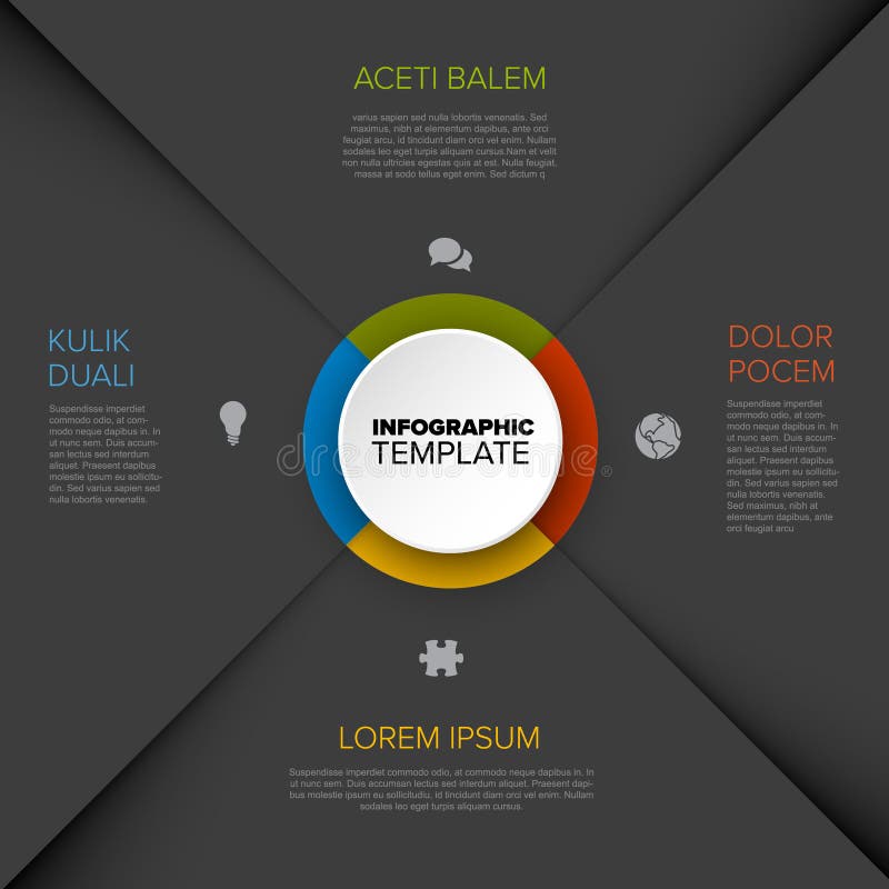 Four options dark diagram template stock illustration